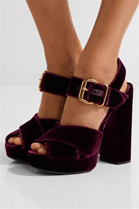 prada burgendy velvet platforms|Black Velvet Platform Sandals .